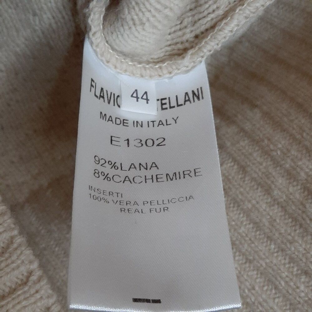 Flavio Castellani Sweater Beige Women Size L / 44 Wool Cashmere Blend Faux Wrap - Picture 8 of 12